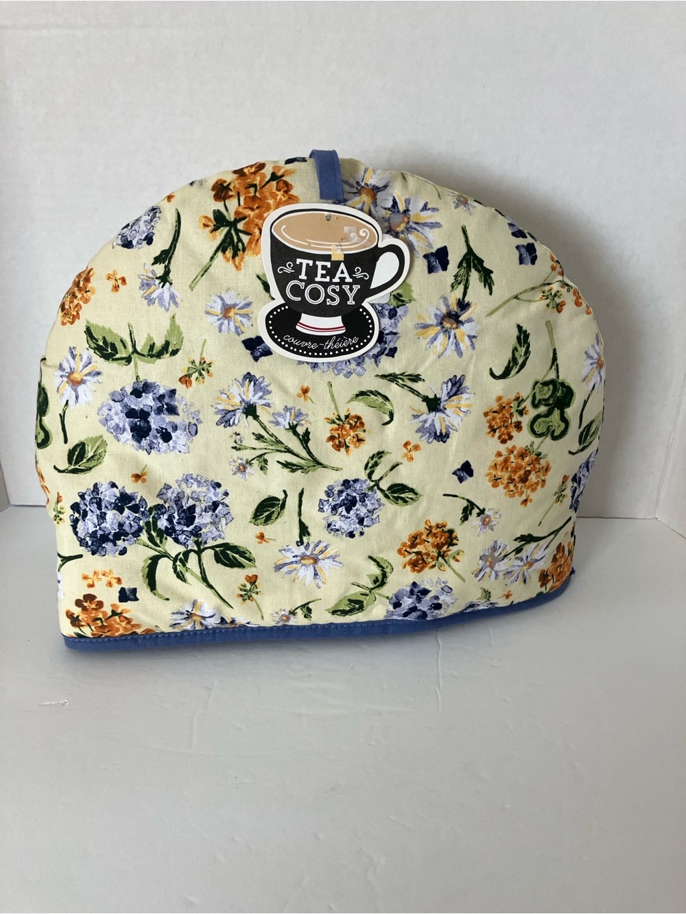 Tea Cosy Floral Tea Cozy - Cream with Blue & Orange Floral Print